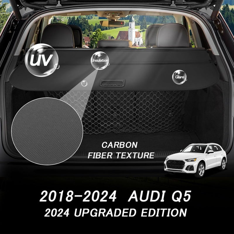 Sze Cargo Cover for Audi Q5 SQ5 2018-2024 Accessories Retractable Trunk Cover Black Rear Trunk Security Cover Shielding Shade Waterproof-New Upgrade (Not for Sportback) - Image 4